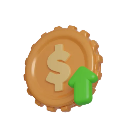 Dollar Increase Coin  3D Icon
