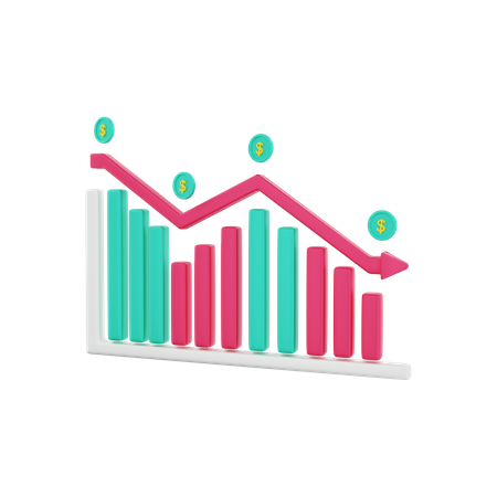 Dollar investment graph down  3D Icon