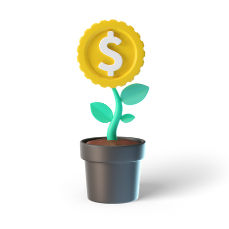 Dollar Investment Plant  3D Illustration