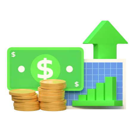 Dollar Money Investment Price Up High Finance Icon 3 D Illustration 3D Icon