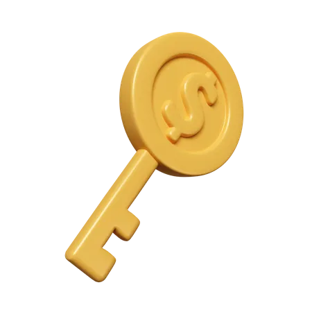 3 D Gold Dollar Key Key To Money Icon Isolated On White Background 3 D Rendering Illustration Clipping Path 3D Icon