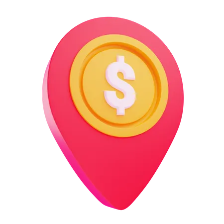 3 D Dollar Location With Isolated Background 3D Icon