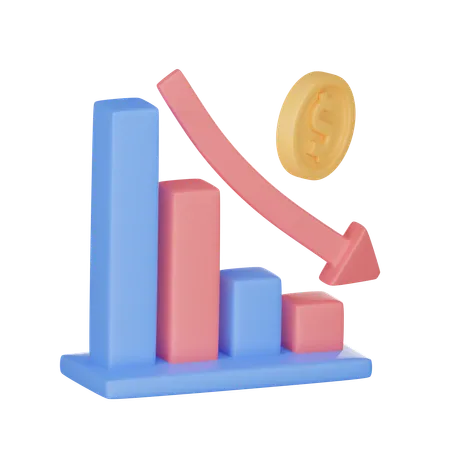 3 D Illustration Of A Downtrend Investment Graph 3D Icon