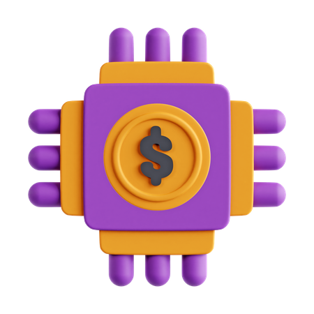 Dollar Microchip  3D Icon