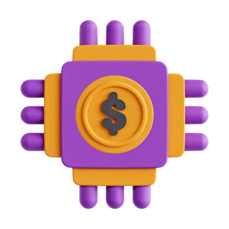 Puce électronique en dollars  3D Icon