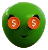 emoji mignon avec des yeux extraterrestres en dollars