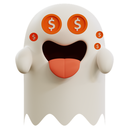 Emoji mignon avec des yeux de fantôme en dollars  3D Icon