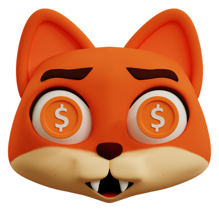 Emoji mignon avec des yeux de renard  3D Icon