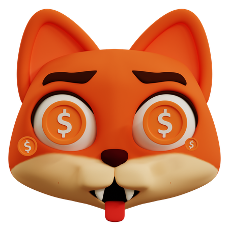 Emoji mignon avec des yeux de renard  3D Icon