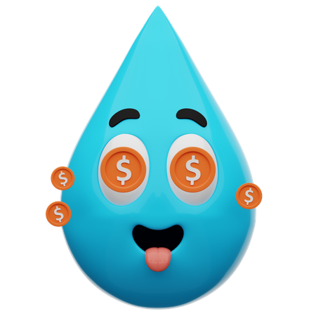 Emoji mignon avec des yeux d'eau en forme de dollar  3D Icon