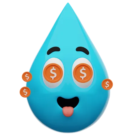 Emoji mignon avec des yeux d'eau en forme de dollar  3D Icon