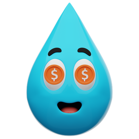 Émoticône mignonne avec des yeux d'eau en forme de dollar  3D Icon