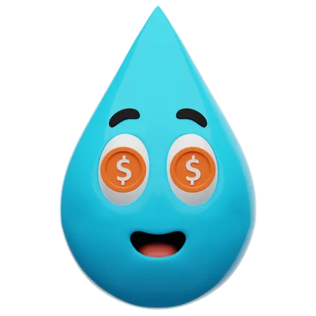 Émoticône mignonne avec des yeux d'eau en forme de dollar  3D Icon