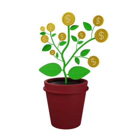 Dollar Money Plant  3D Illustration