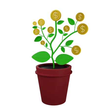 Dollar Money Plant  3D Illustration