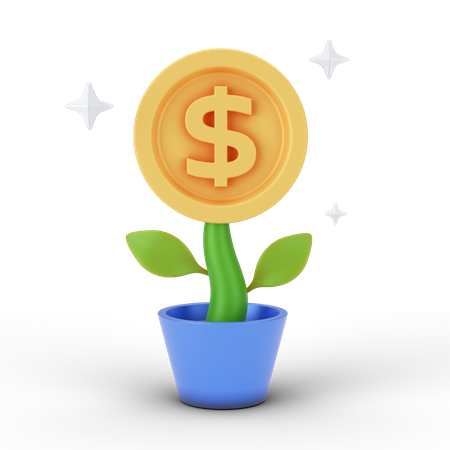 Dollar Money Plant  3D Illustration