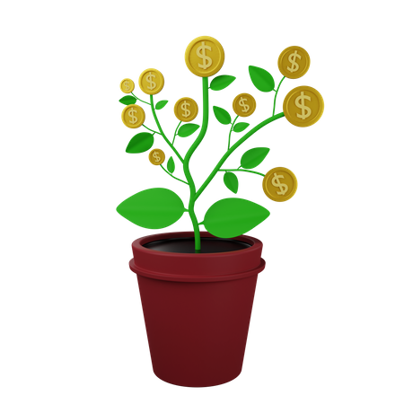 Dollar Money Plant 3D Illustration