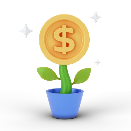 Dollar Money Plant 3D Illustration