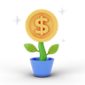 3d dollar coin plant emoji