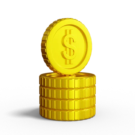 Dollar-Münzstapel  3D Illustration