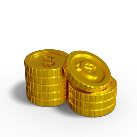 Dollar-Münzstapel  3D Illustration