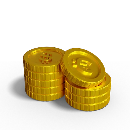 Dollar-Münzstapel  3D Illustration