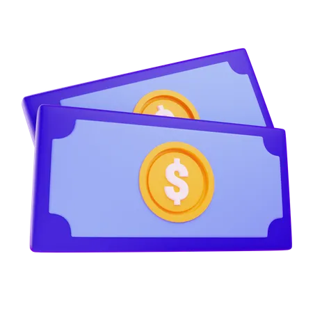 3 D Dollar Notes With Isolated Background 3D Icon