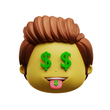 Emoji visage oeil dollar  3D Icon