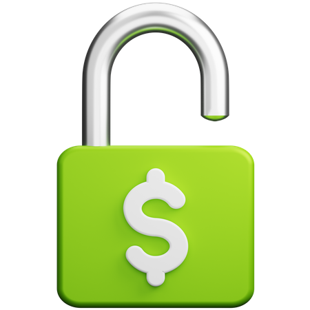 Dollar Open Padlock  3D Icon