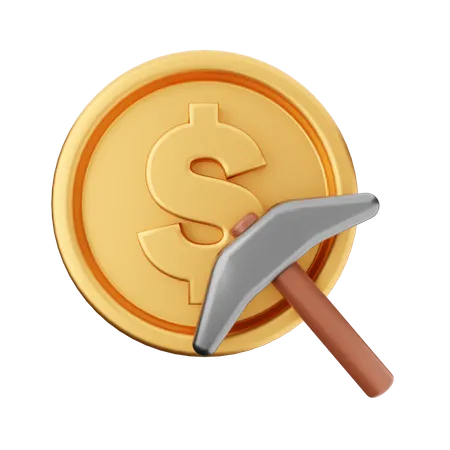 Dollar Pick Axe 3D Icon