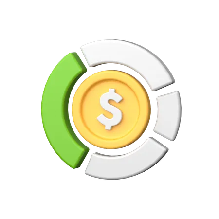 Dollar Pie Chart 3 D Icon Visualizes Financial Allocation And Distribution Depicting A Pie Chart Made Of Dollar Signs In Three Dimensions 3D Icon