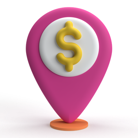 Dollar Pin Location  3D Icon