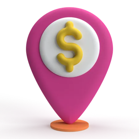 Dollar Pin Location  3D Icon