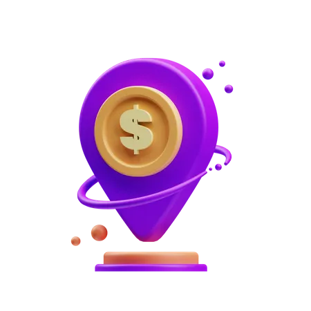 Dollar Pin Location  3D Illustration