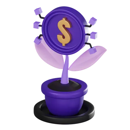 Money Tree Financial Growth Entrepreneurial Ventures And Money Making Ideas For Conveying Of Financial Literacy Passive Income And Business Development 3 D Render Illustration 3D Icon