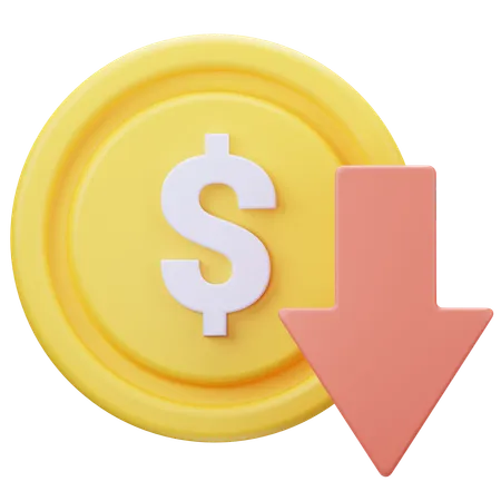 Dollar Price Down  3D Icon