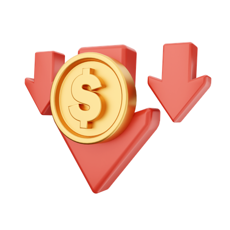 Dollar Price Down  3D Icon