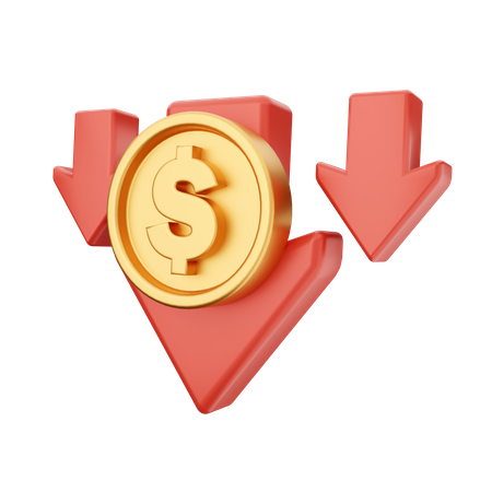 Dollar Price Down 3D Icon