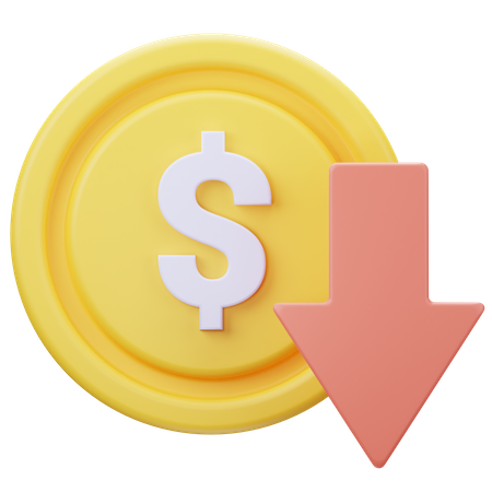 Dollar Price Down  3D Icon