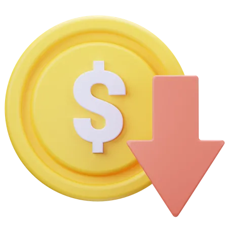 Dollar Price Down  3D Icon
