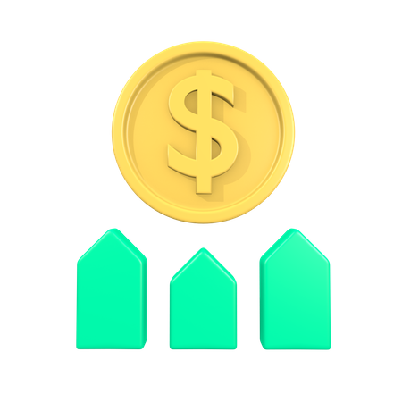 Dollar Price Up  3D Icon