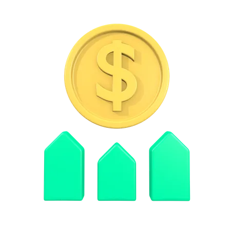 Dollar Price Up  3D Icon