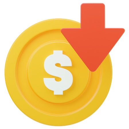 Dollar Rate Down  3D Icon