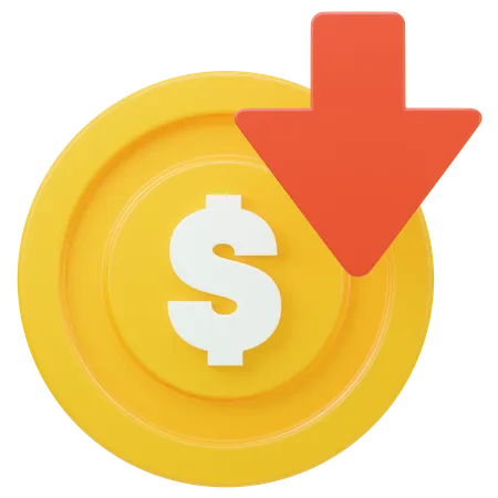 Dollar Rate Down 3 D Illustration 3D Icon