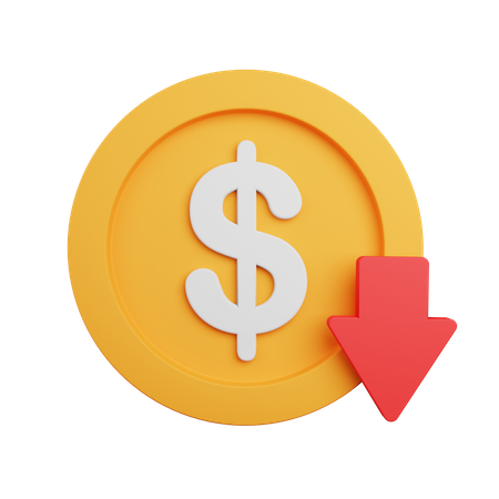 Dollar Rate Down  3D Icon