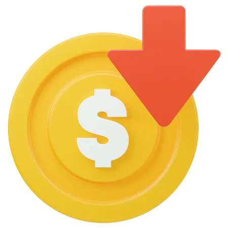 Dollar Rate Down  3D Icon