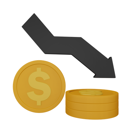 Dollar Rate Down  3D Icon