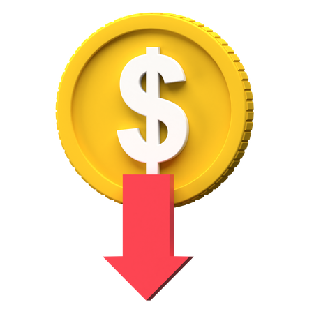 Dollar Rate Down  3D Illustration