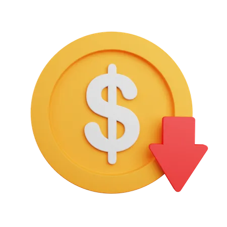 Dollar Rate Down  3D Icon