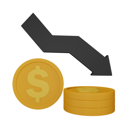 Dollar Rate Down 3D Icon